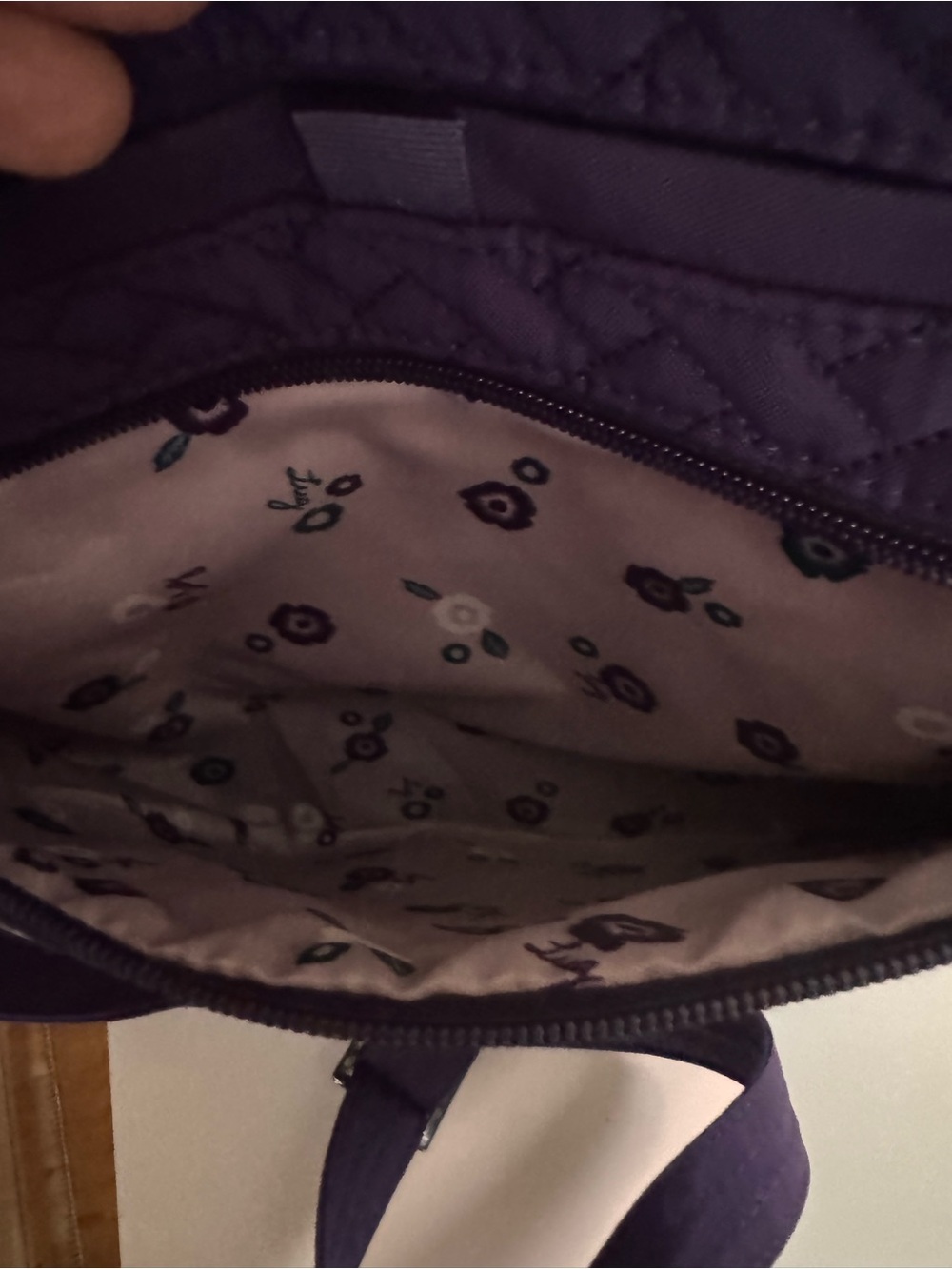 Lug Somersault Crossbody Bag Purple Quilted Organizer Travel Purse Floral Lining - Picture 5 of 14
